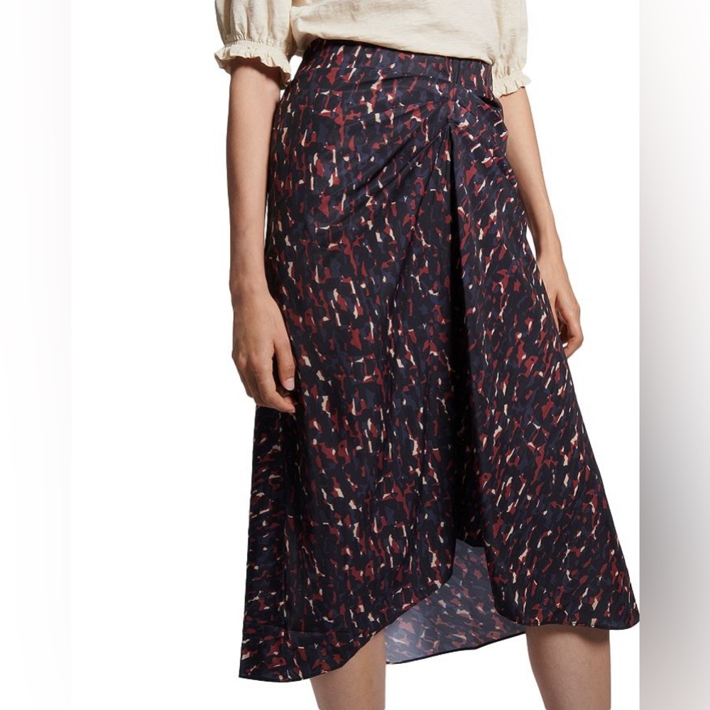 ba&sh Phoebe Midi Skirt NWT Size L Navy Print